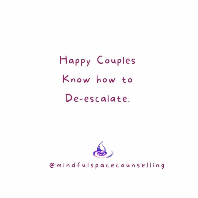 When conversations start to escalate in a negative way, stress - physical, mental and emotional are experienced by both which has significant health impacts.
The signs of stress happening include but are not limited too: increased heart rate, fight or flight responses, defensiveness and/or shutting down, withdrawing, losing control of one's words and actions. Feeling the need to justify and defend oneself, get even, blame. 
Couples who are effective at deescalating negativity - meaning stopping it before it goes too far - or in the very early stages - report happier, more satisfying relationships. 
Some ways these couples deescalate is through humour, taking personal responsibility - owing and identifying their parts, appreciation, fondness. 
Some of the things I have heard said or done - in the heat of the moment - that couples naturally did to bring things down are below:
“Are those new shoes?...(response yes…) Oh I really like them - they would go well with that dress you wanted to wear to that dinner”
One couple pulled a funny face - that always made the other laugh and worked. 
“You know I really want to tell you how much I appreciate all you do - I am just now realizing how little I say and acknowledge that. I really appreciate you bringing this to me and I want to hear all you have to say”.
“Here let me get you a cuppa tea and we can sit and talk about this”.
Talking ahead of time by asking our partner what they would respond well to - offering some thoughtful suggestions and checking that out will help with the success in the moment. 
#closerrelationships #intimiacy #talkaboutfeelings #feelingsmatter #healingmarriages #intentionalrelationships #strongcouples #heatlhyrelationships #healthyindividuals #relationships #couplescounselling #mindfulspacecounselling #couplescounsellor #marriage #counselorsofinstagram #relationshipsupport #therapy #psychotherapy #psychoeducational #gottman